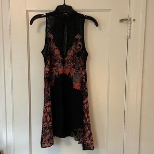 Women's Free People Black/Floral & Lace Dress, size XS, NWT